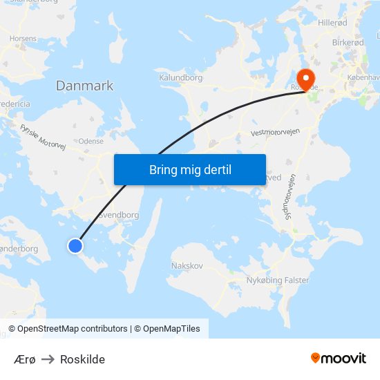 Ærø to Roskilde map