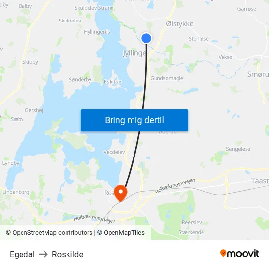 Egedal to Roskilde map