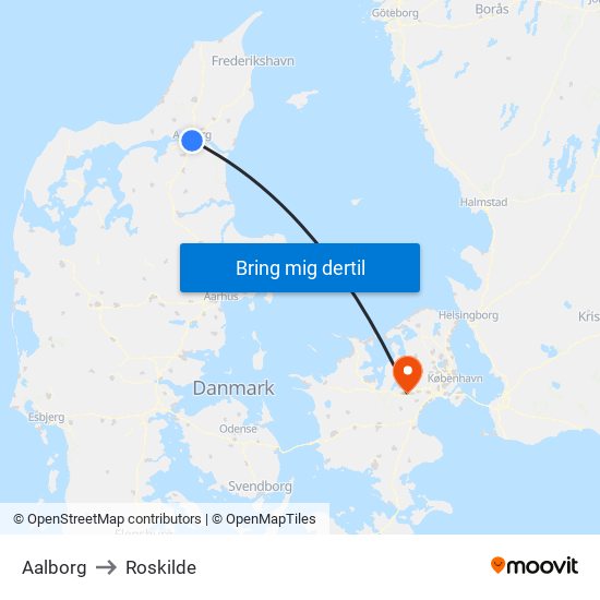 Aalborg to Roskilde map