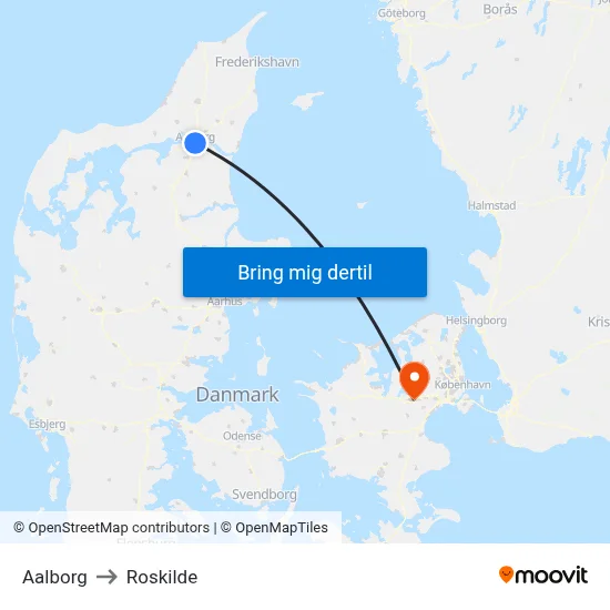 Aalborg to Roskilde map
