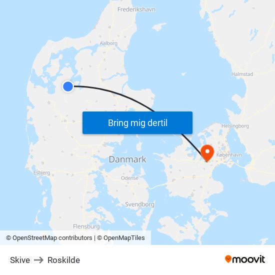 Skive to Roskilde map