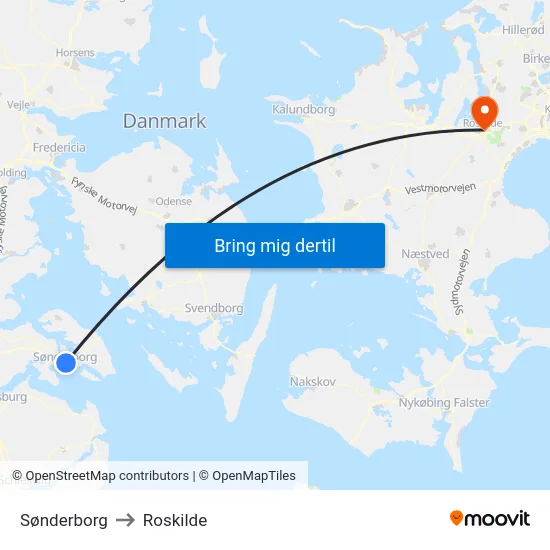 Sønderborg to Roskilde map