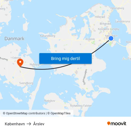 København to Årslev map