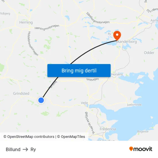 Billund to Ry map