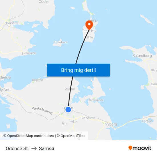Odense St. to Samsø map