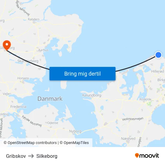 Gribskov to Silkeborg map