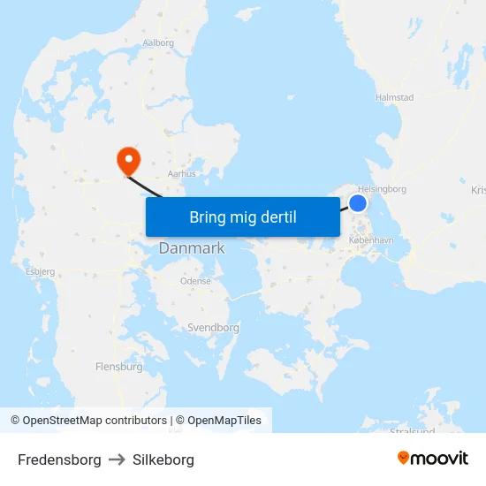 Fredensborg to Silkeborg map