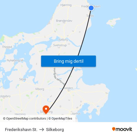 Frederikshavn St. to Silkeborg map