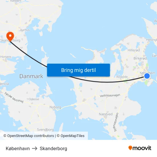 København to Skanderborg map