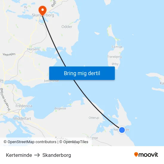 Kerteminde to Skanderborg map