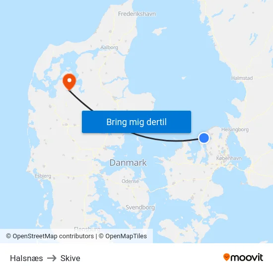 Halsnæs to Skive map