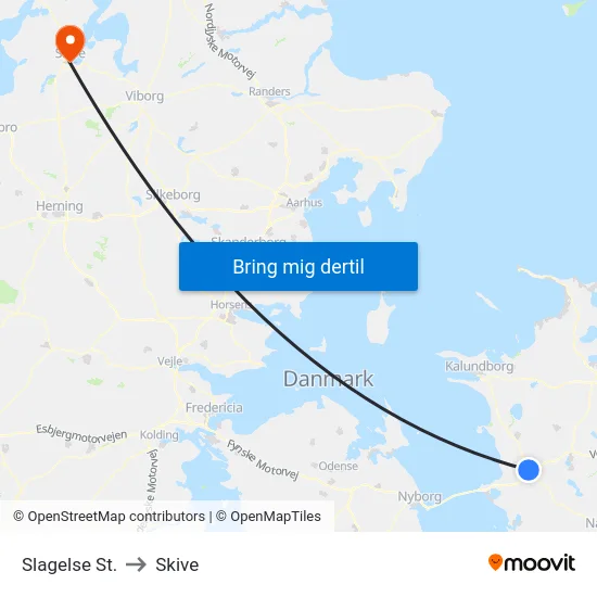 Slagelse St. to Skive map
