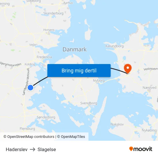 Haderslev to Slagelse map