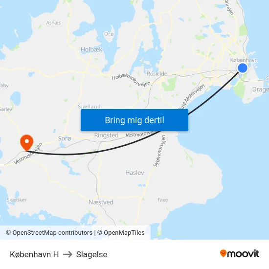 København H to Slagelse map