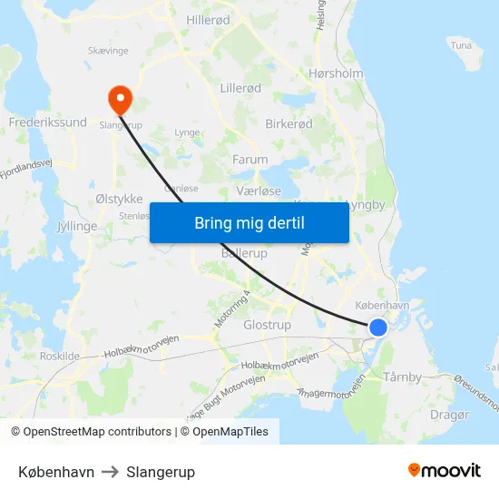 København to Slangerup map