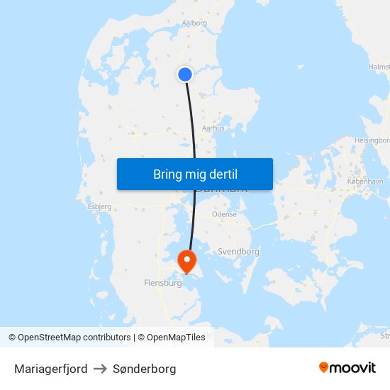 Mariagerfjord to Sønderborg map