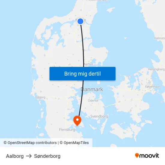 Aalborg to Sønderborg map