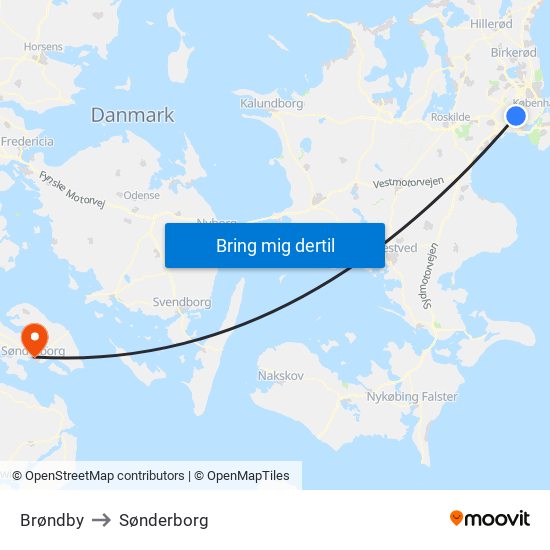 Brøndby to Sønderborg map