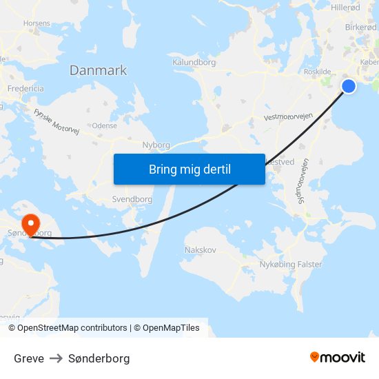 Greve to Sønderborg map