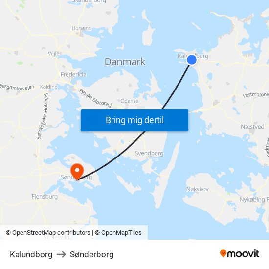 Kalundborg to Sønderborg map