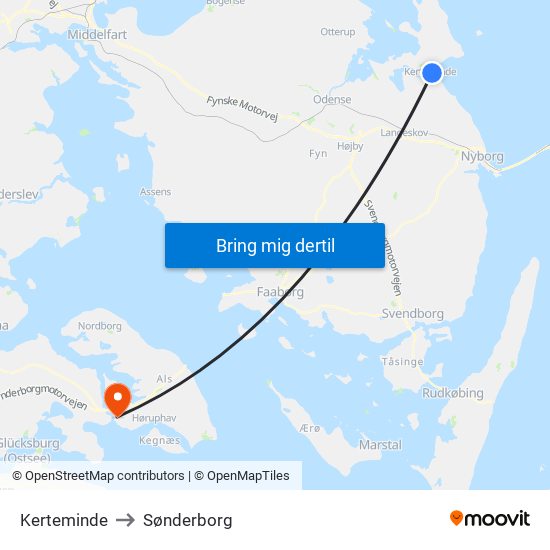 Kerteminde to Sønderborg map