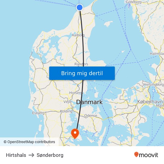 Hirtshals to Sønderborg map