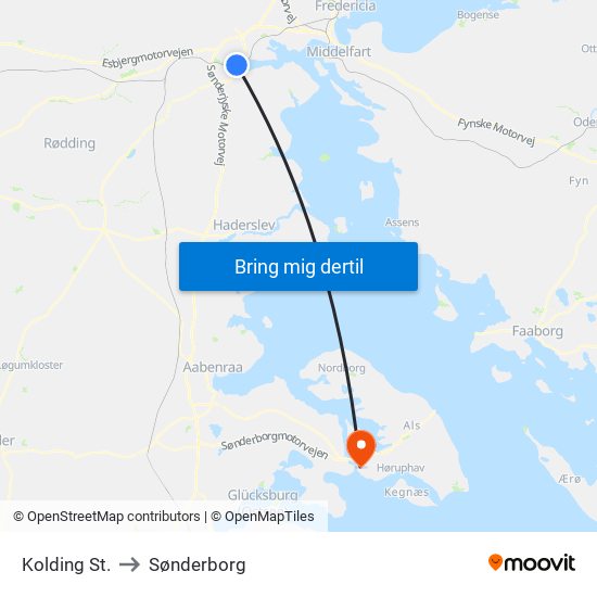 Kolding St. to Sønderborg map