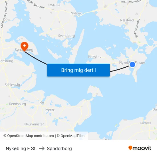 Nykøbing F St. to Sønderborg map