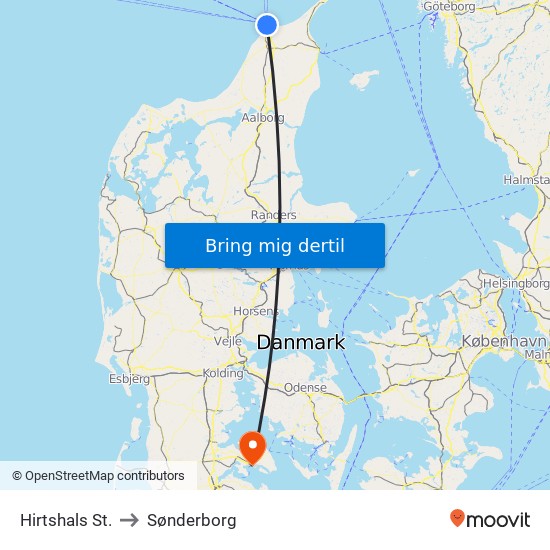 Hirtshals St. to Sønderborg map