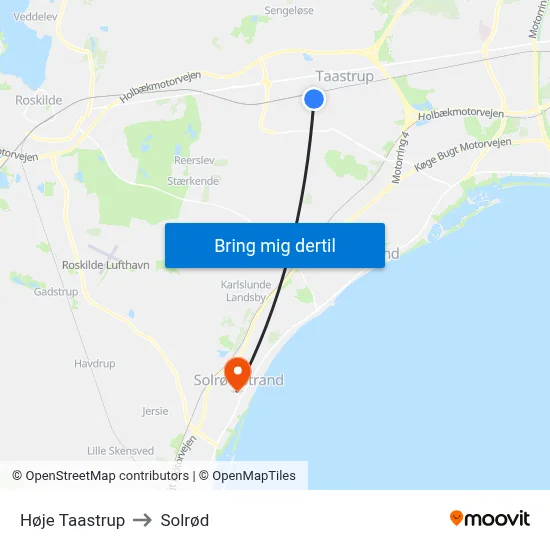 Høje Taastrup to Solrød map