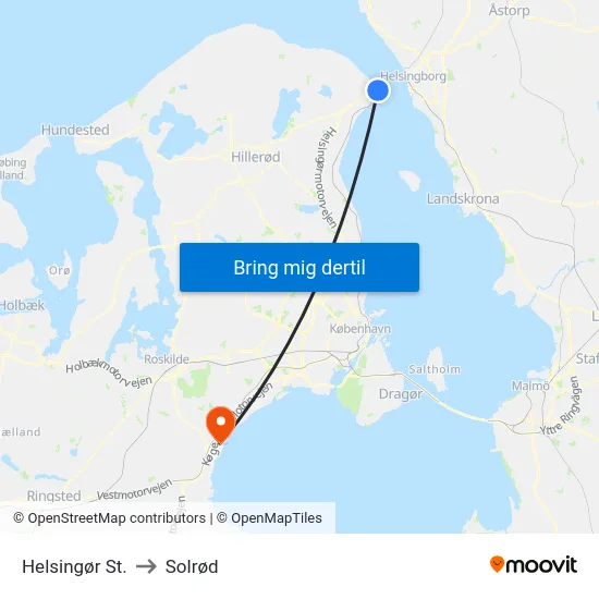 Helsingør St. to Solrød map