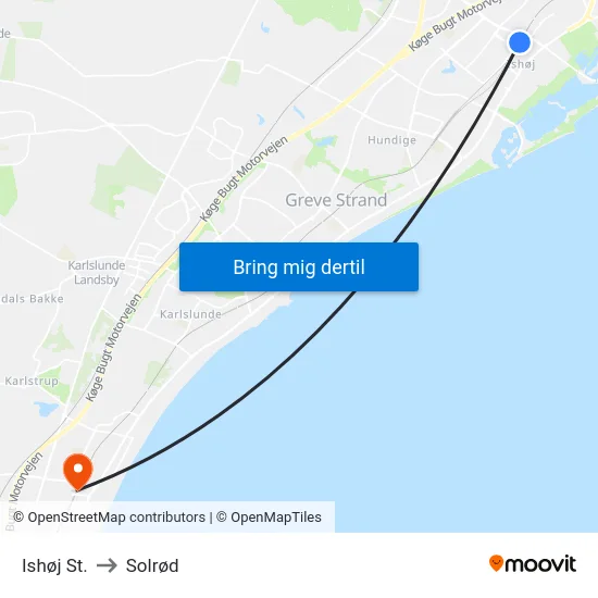 Ishøj St. to Solrød map