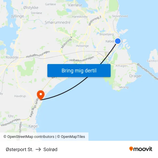 Østerport St. to Solrød map