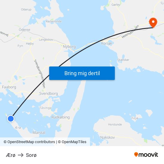 Ærø to Sorø map