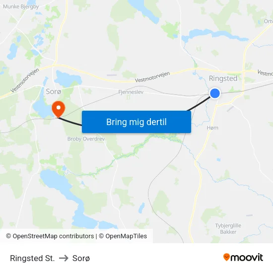 Ringsted St. to Sorø map