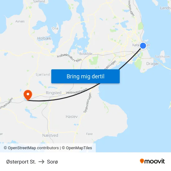 Østerport St. to Sorø map