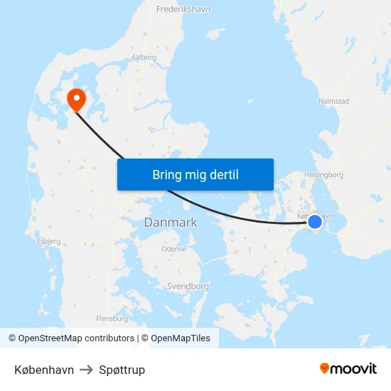 København to Spøttrup map