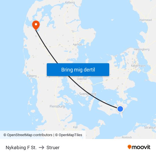 Nykøbing F St. to Struer map