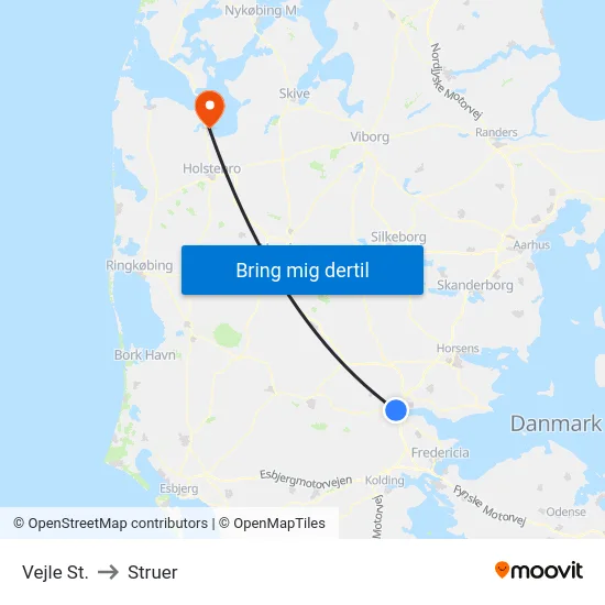 Vejle St. to Struer map