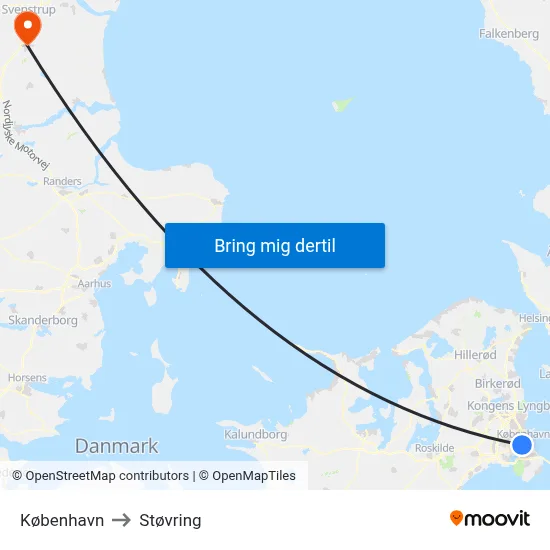 København to Støvring map