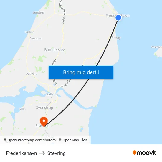 Frederikshavn to Støvring map