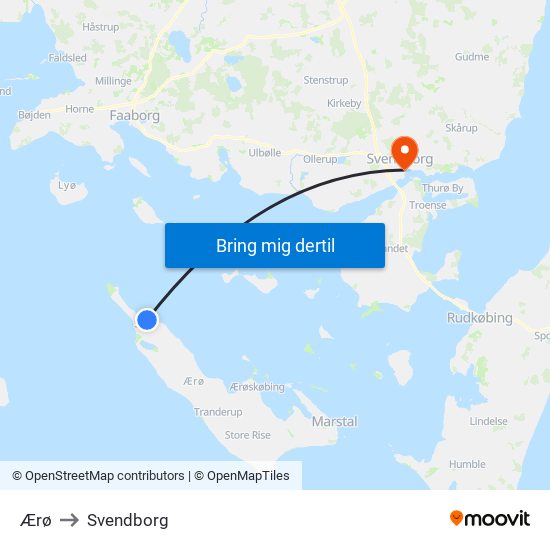 Ærø to Svendborg map