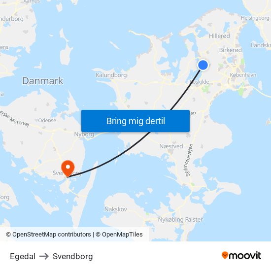 Egedal to Svendborg map