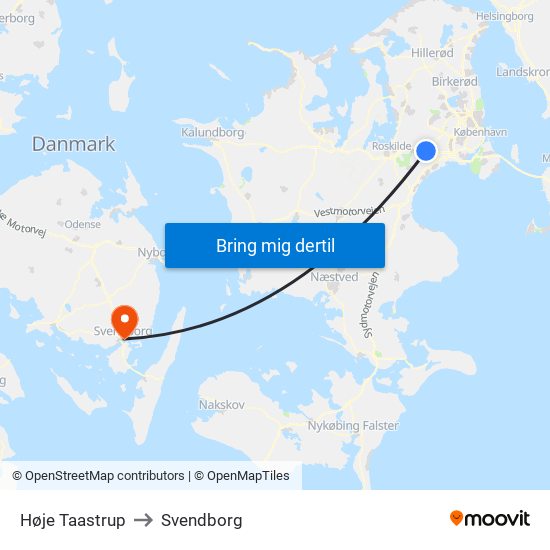 Høje Taastrup to Svendborg map