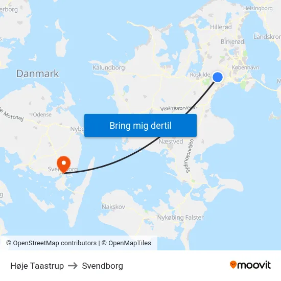 Høje Taastrup to Svendborg map