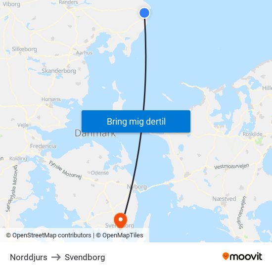 Norddjurs to Svendborg map