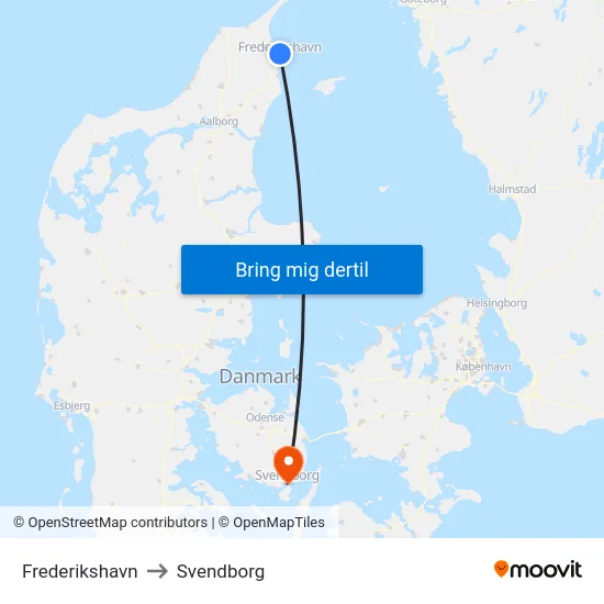 Frederikshavn to Svendborg map