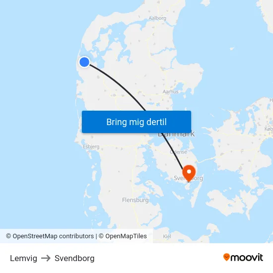 Lemvig to Svendborg map