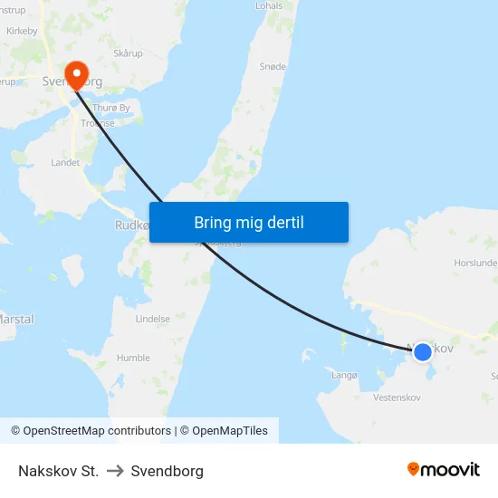 Nakskov St. to Svendborg map