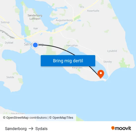 Sønderborg to Sydals map